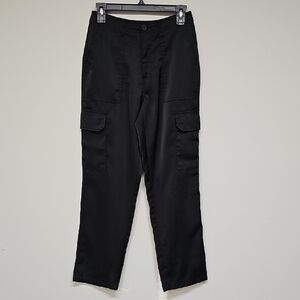 True Craft Satin Cargo Utility Jogger Pants, Black, Size 2R, Like New
